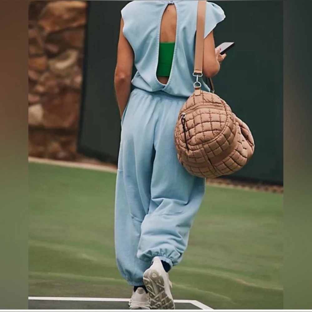 Free People Light Blue Sleeveless Jogger Jumpsuit - Picture 3 of 7